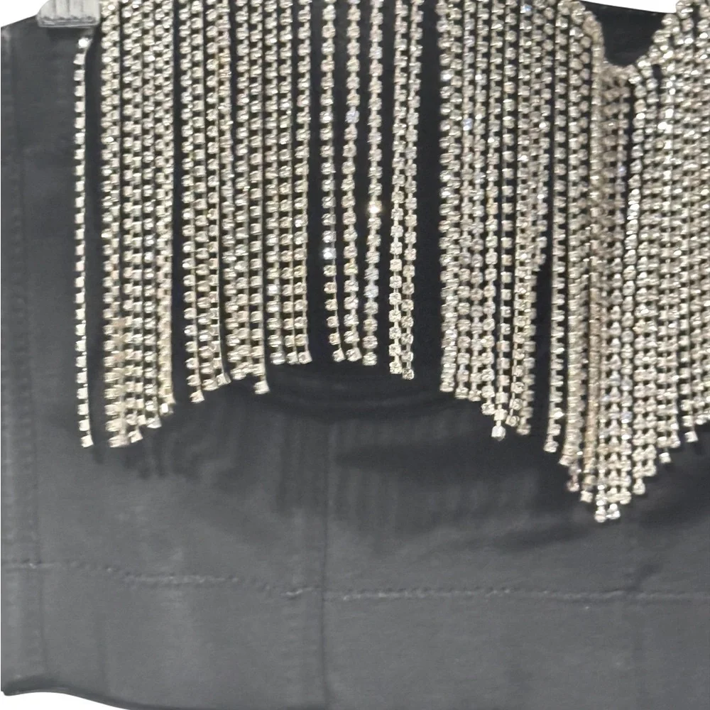 Black Rhinestone Embellished Brassiere Top Size 38C Cowboy Carter Concert Y2K